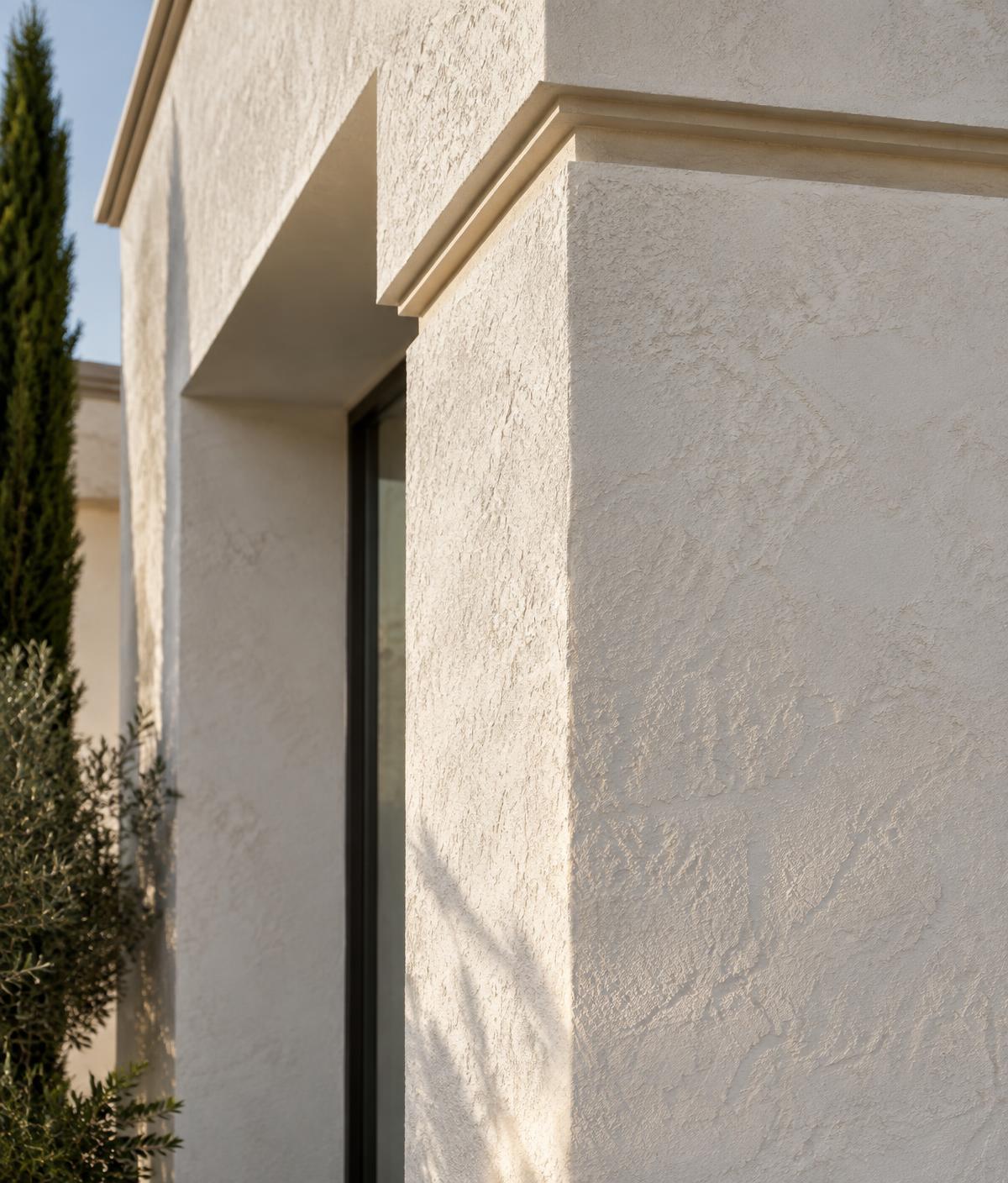 Artisan troweling a stucco finish